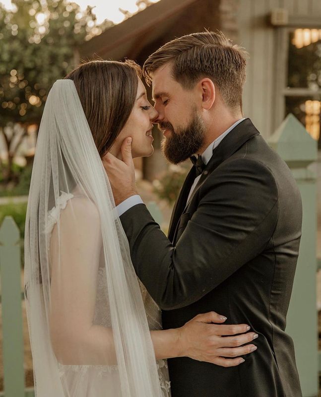 bridal beauty — intimate couple portrait with soft golden light